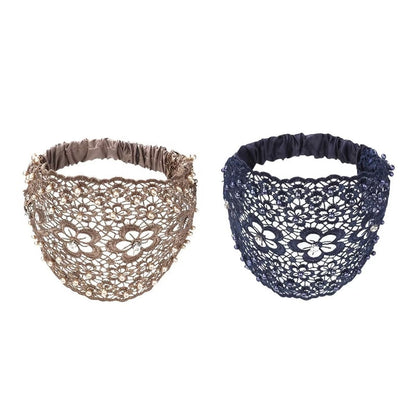 Diadema ancha con cuentas huecas y flor de ciruelo