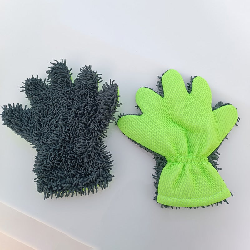 Double-sided five-finger car wash gloves