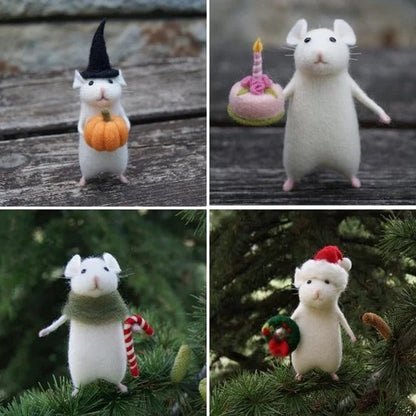 Felt Mouse and Pumpkin Ornament