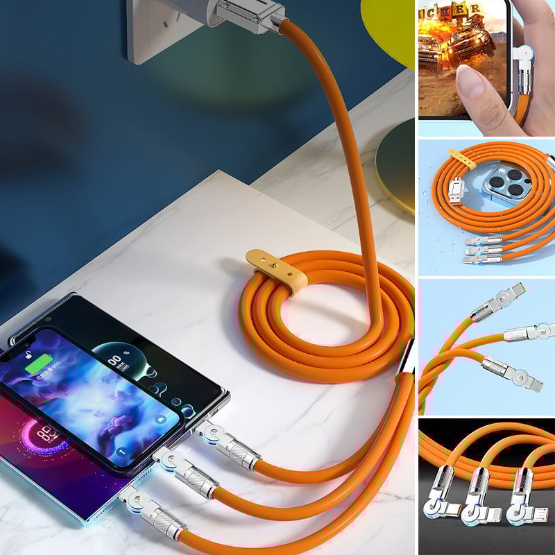 120W 3 in 1 Rotating Elbow Fast Charging Data Cable