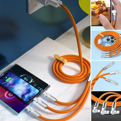 120W 3 in 1 Rotating Elbow Fast Charging Data Cable