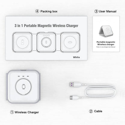 Foldable 3-in-1 Wireless Charger with Magnetic Attraction