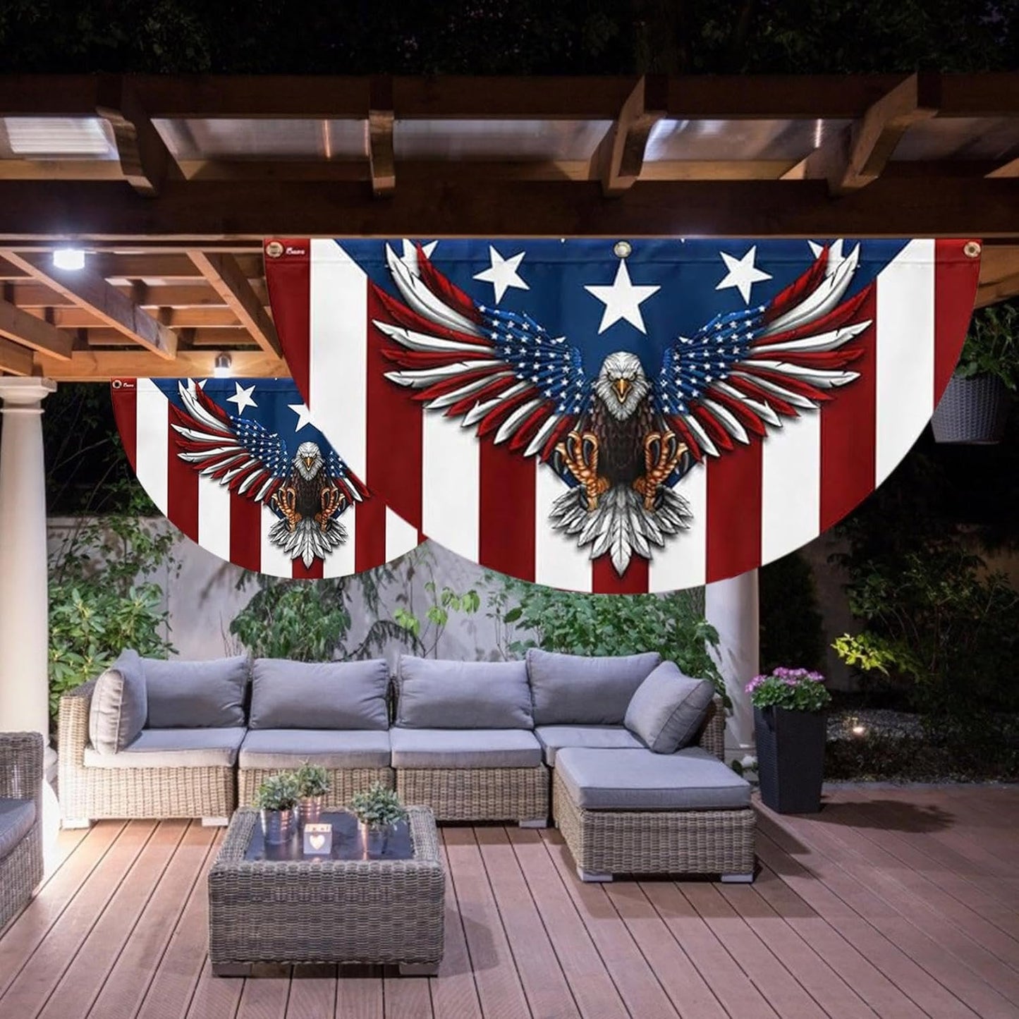 Memorial Day July 4th Flag Patriotic Eagle American Non-Pleated Fan Flag
