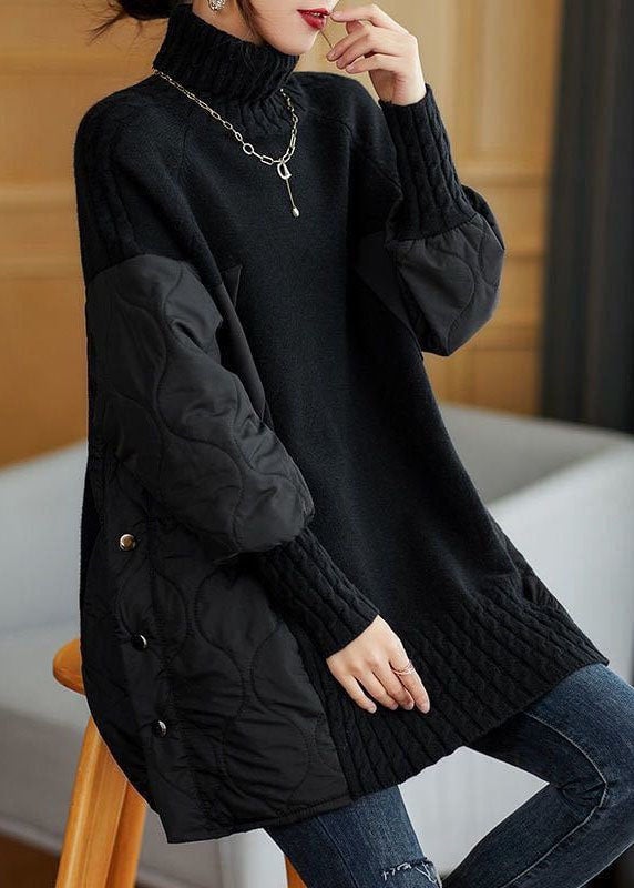 Turtleneck Patchwork Knitted Sweater