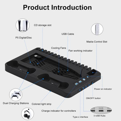 Base Cooling Bracket for Dual PS5 Controller