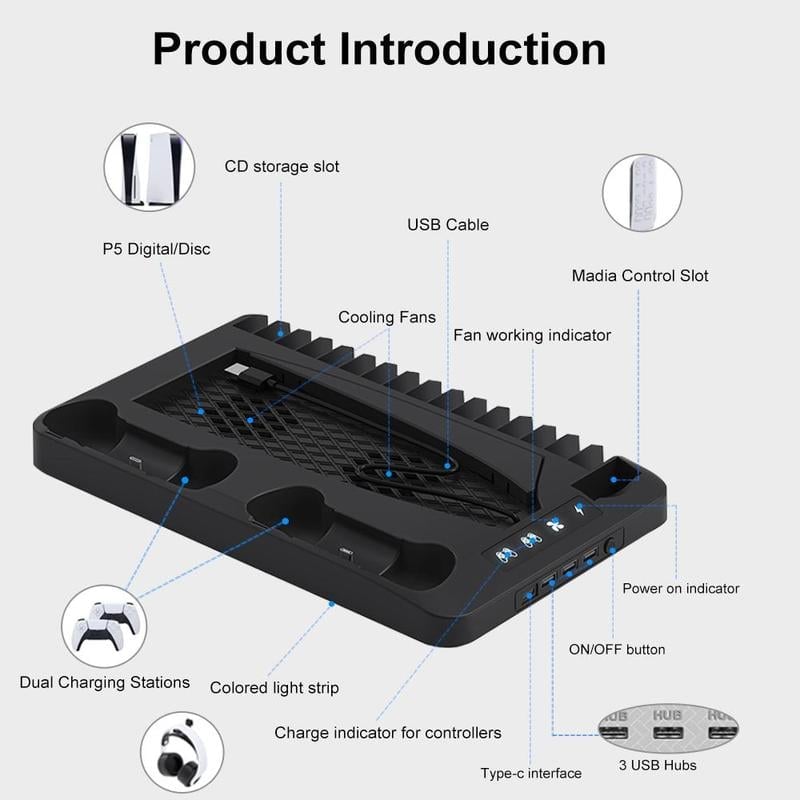 Base Cooling Bracket for Dual PS5 Controller