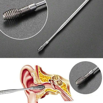6 Counts Set Stainless Steel Spiral Ear Massage Cleaning Tool