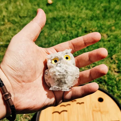 Natural Crystal Gravel Epoxy Owl Ornament
