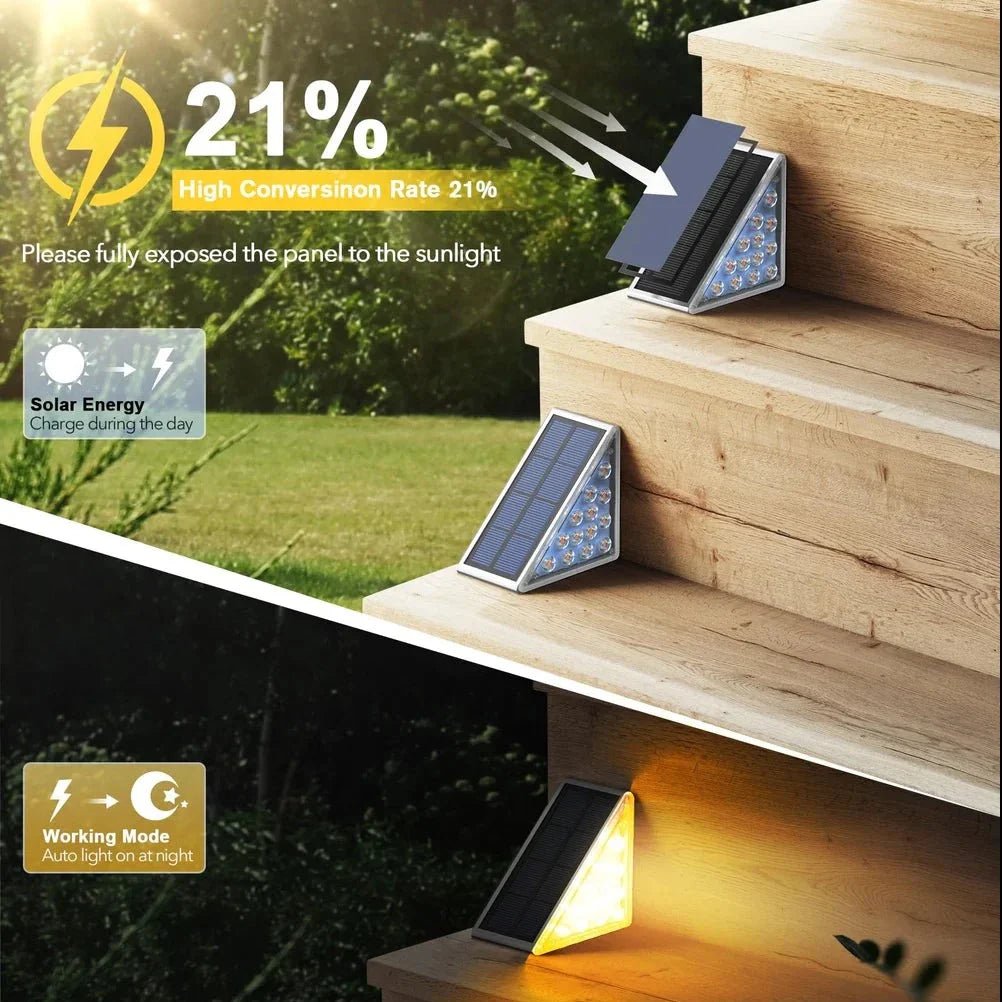 LED Solar Step Lights Waterproof Outdoor Stair Lights