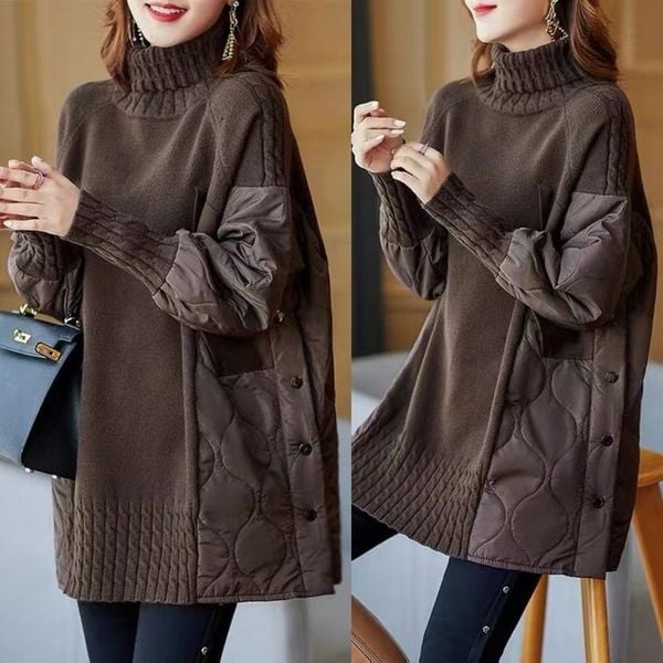 Turtleneck Patchwork Knitted Sweater