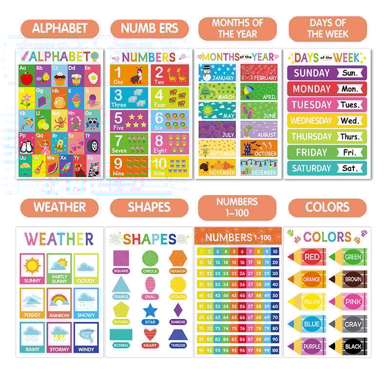 Colorful Educational Posters（16PCS/SET ）