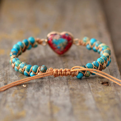 💓To My Granddaughter Love You Forever Jasper Heart Bracelet🎁