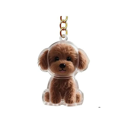 A cute puppy-shaped fur storage keychain