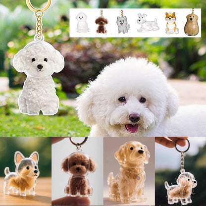 A cute puppy-shaped fur storage keychain