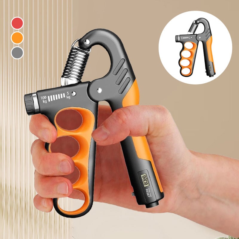 Adjustable electronic counting strength grip