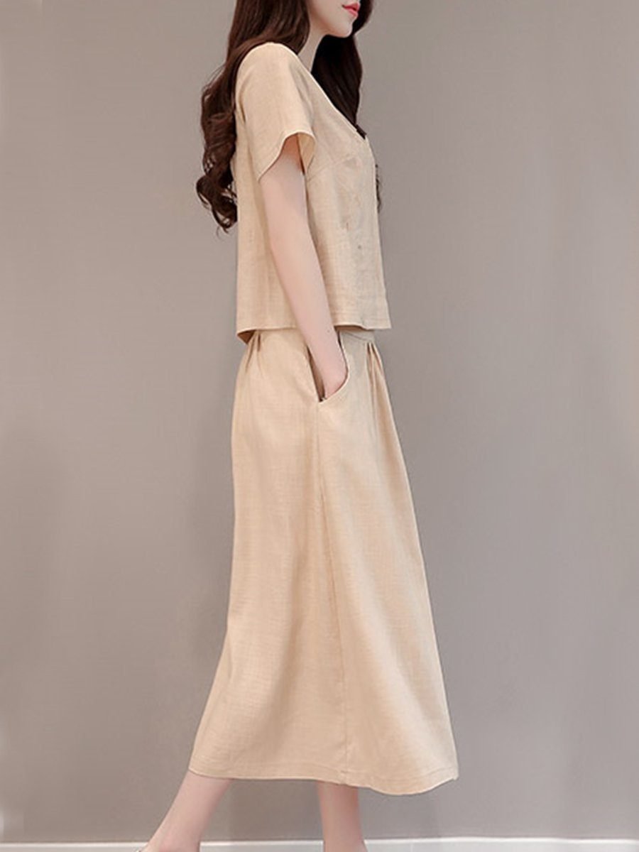 New Elastic Waist Patch Pocket  Plain Maxi Dress.AQ