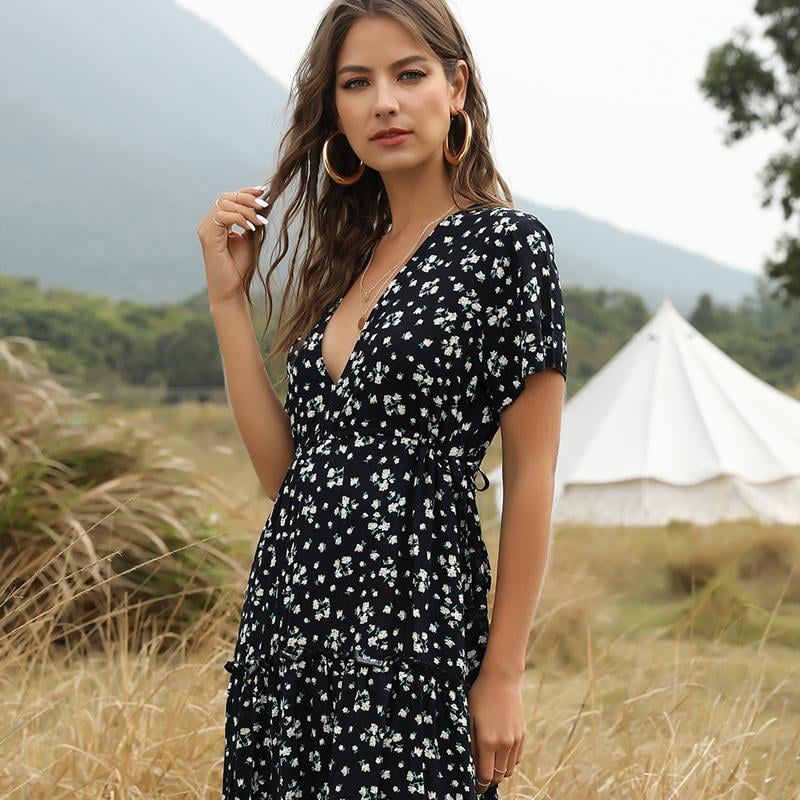 V-neck Bohemian Dress