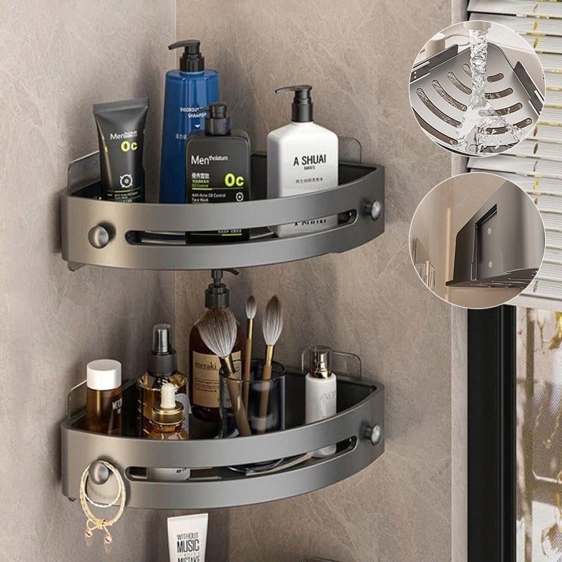 No-Drill Bathroom Corner Shelf