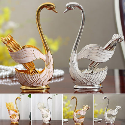 Home Decoration Swan Dessert Spoon/Fork Tableware Set