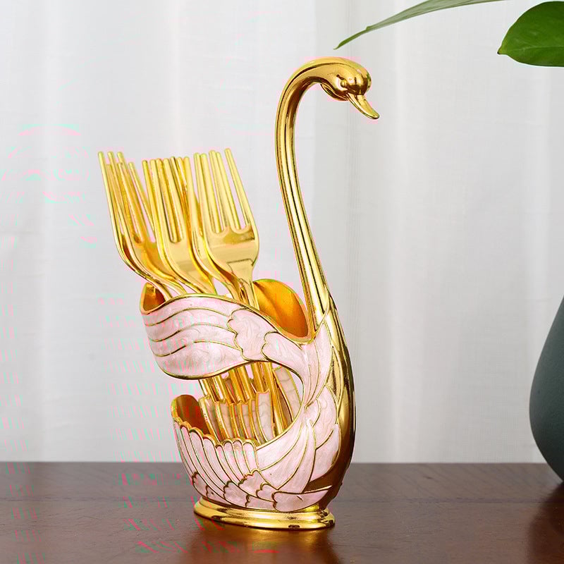 Home Decoration Swan Dessert Spoon/Fork Tableware Set