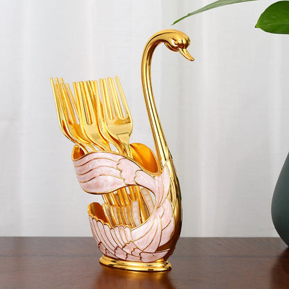 Home Decoration Swan Dessert Spoon/Fork Tableware Set