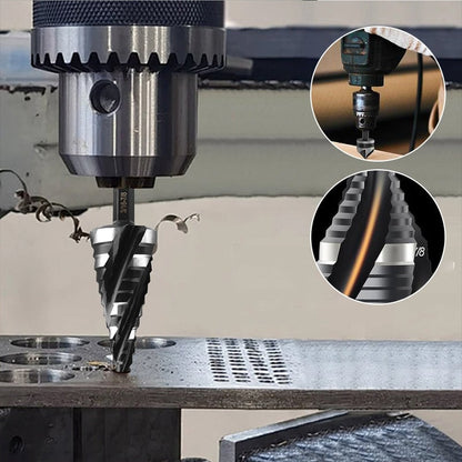 Four Spiral Flute Step Drill Bit Set