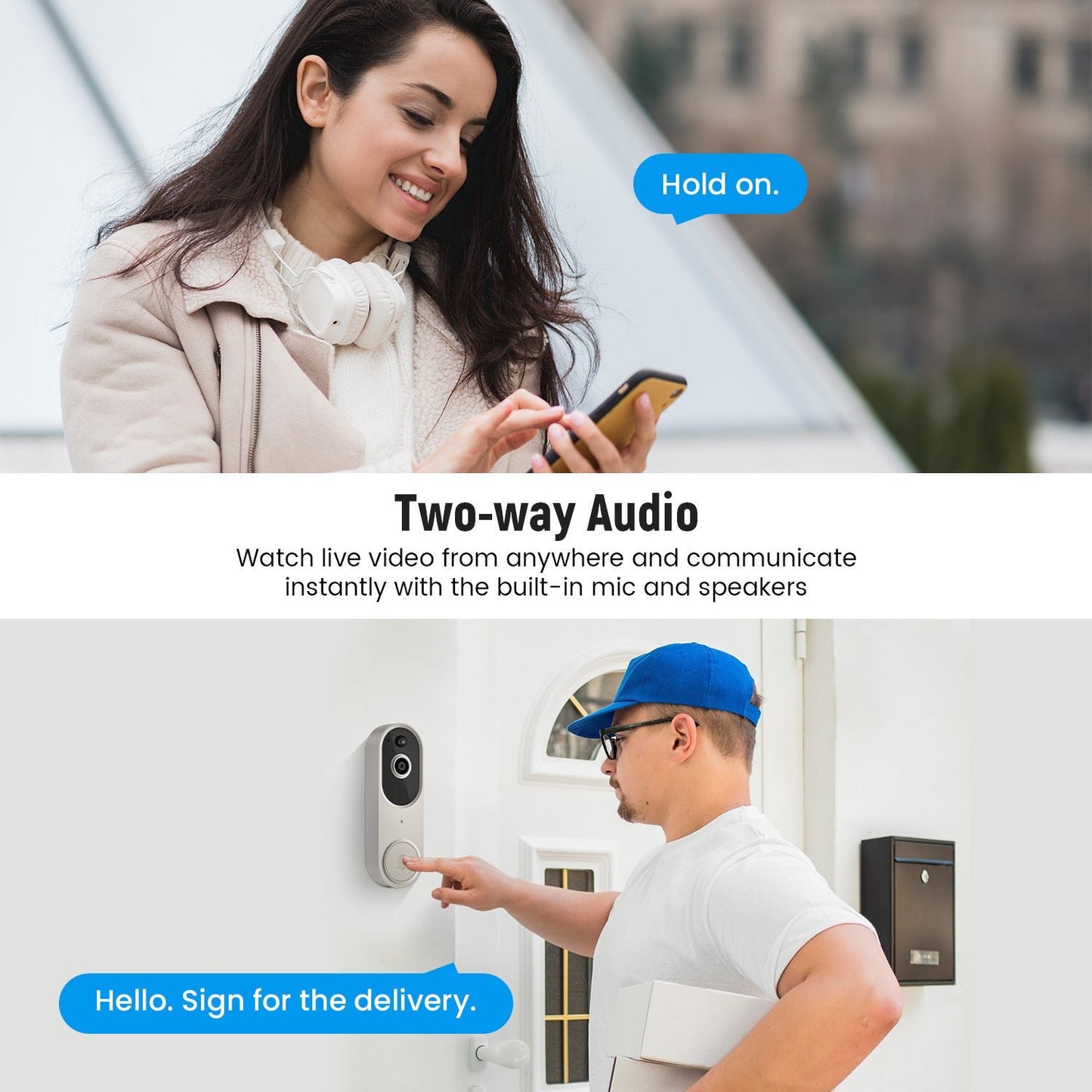 Wireless Smart Doorbell Camera – Outdoor Surveillance with HD Night Vision