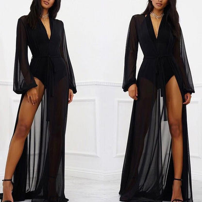 New Sexy Perspective Pure Color Beach Vacation Dress.AQ