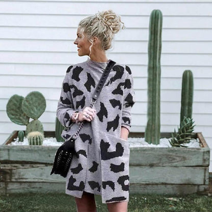 Leopard Mock Neck Sweater Dress