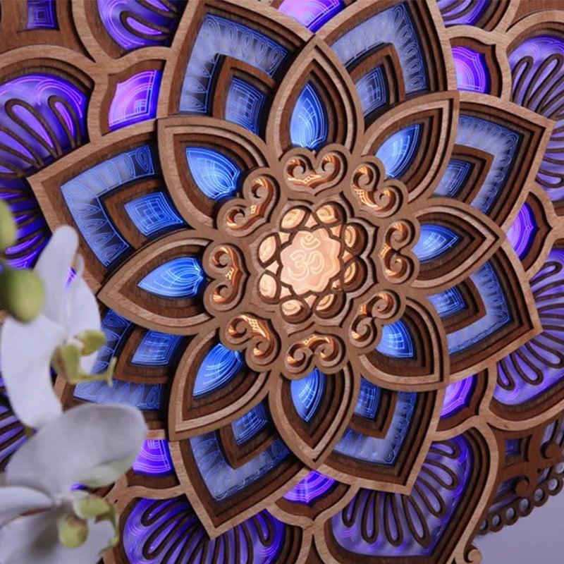 Handmade Wooden Mandala Wall Lamp