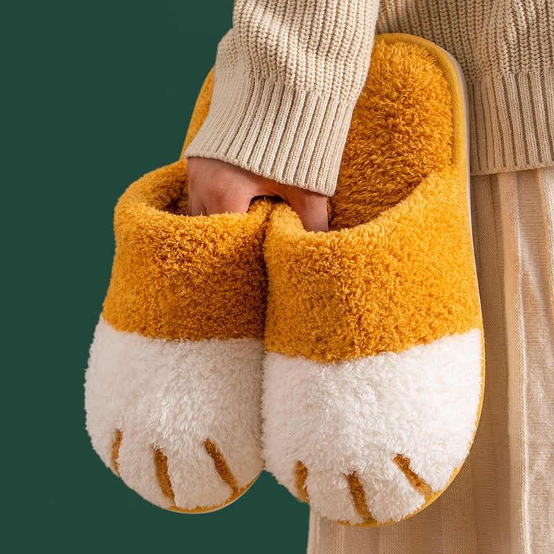 Winter Cat Paw Cotton Slippers