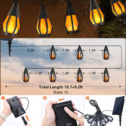 Sakerplus Solar Flickering Flame String Lights
