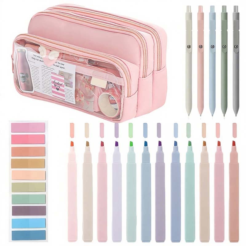 Sakerplus Cute Pink School Supplies Set