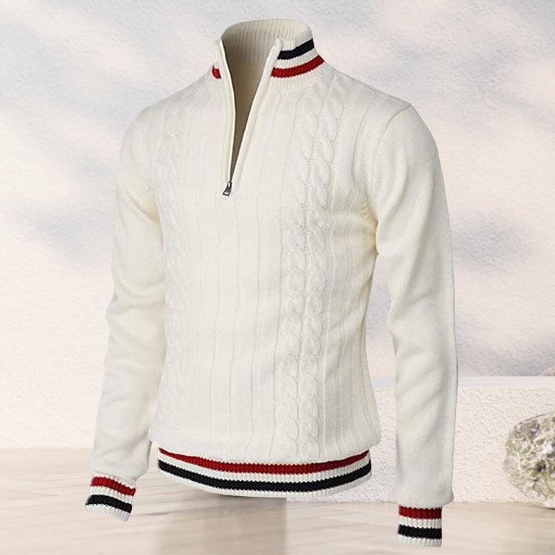 Color Block Turtleneck With Zip Closure