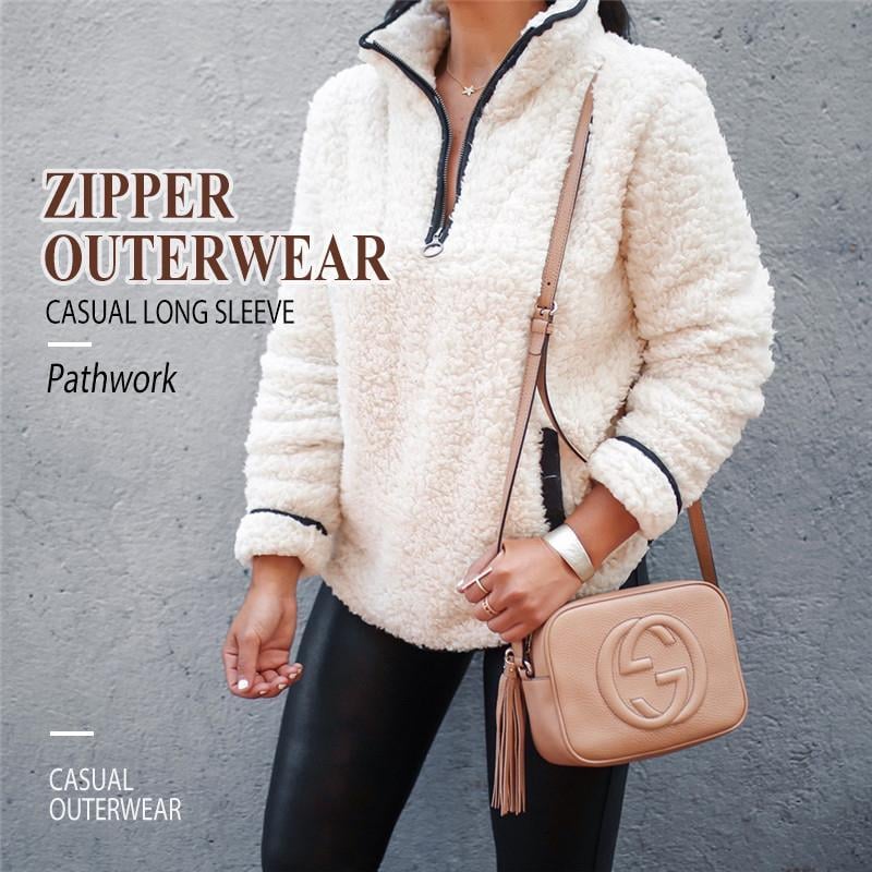 CASUAL LONG SLEEVE PATCHWORK ZIPPER OUTERWEAR