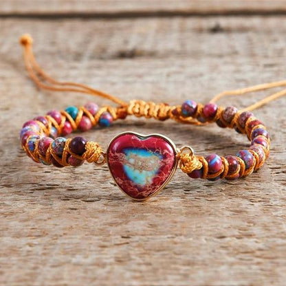 💓To My Granddaughter Love You Forever Jasper Heart Bracelet🎁