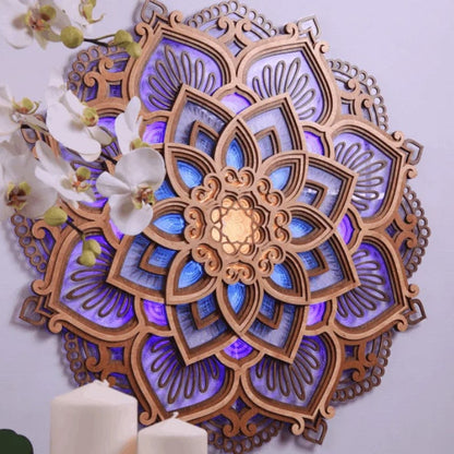Handmade Wooden Mandala Wall Lamp