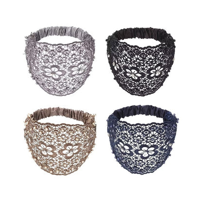 Diadema ancha con cuentas huecas y flor de ciruelo