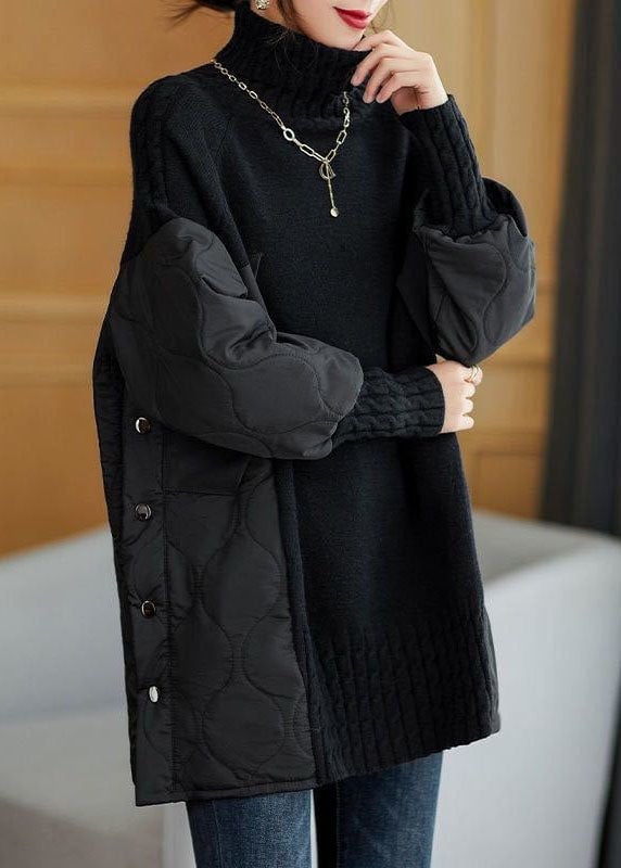 Turtleneck Patchwork Knitted Sweater