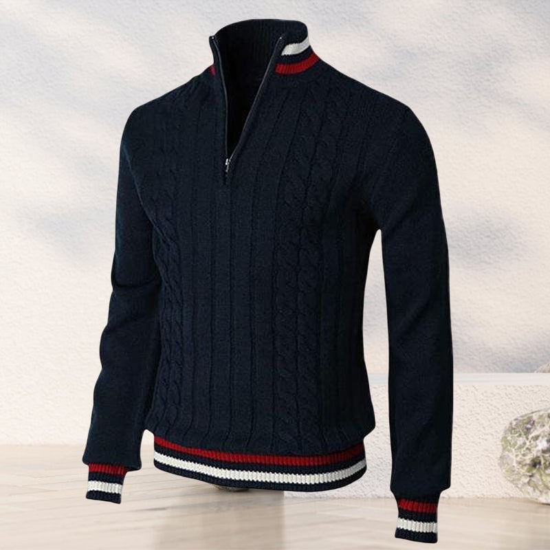 Color Block Turtleneck With Zip Closure