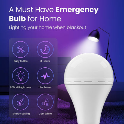 Emergency Rechargeable LED Light Bulbs 4pack
