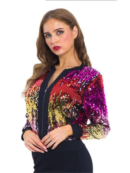 NEW Casual Sequins V Neck Long Sleeve Jacket