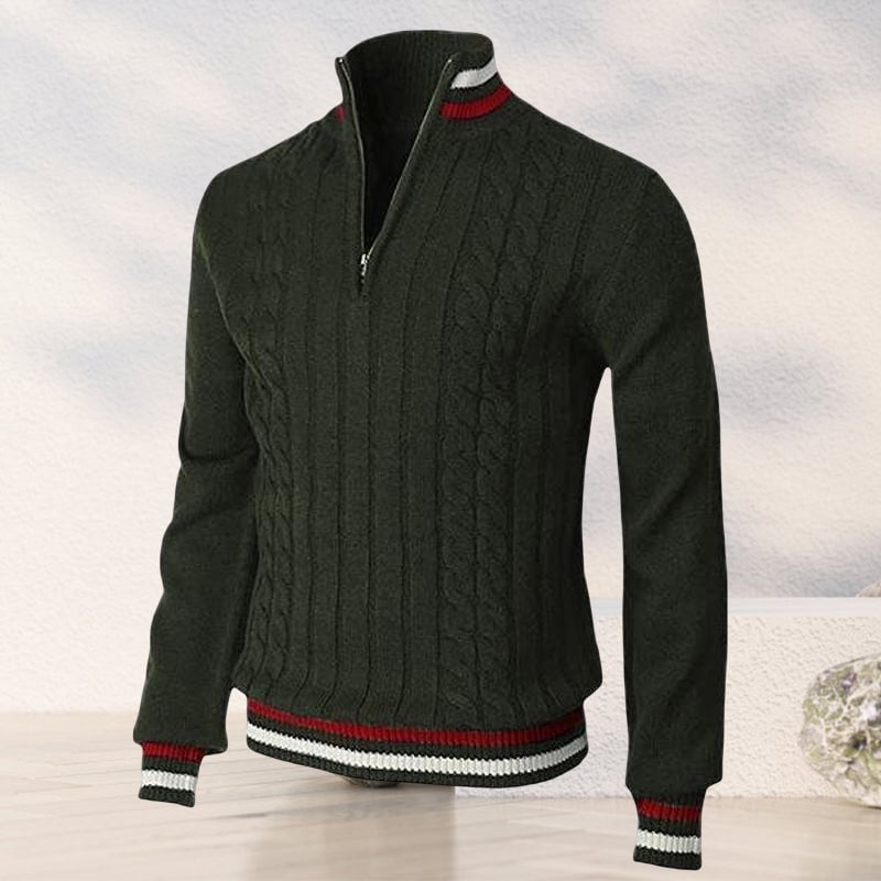 Color Block Turtleneck With Zip Closure