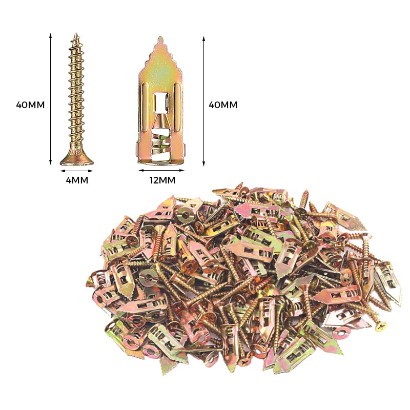 Drywall Expansion Anchors + High Strength Zinc Screws Kit