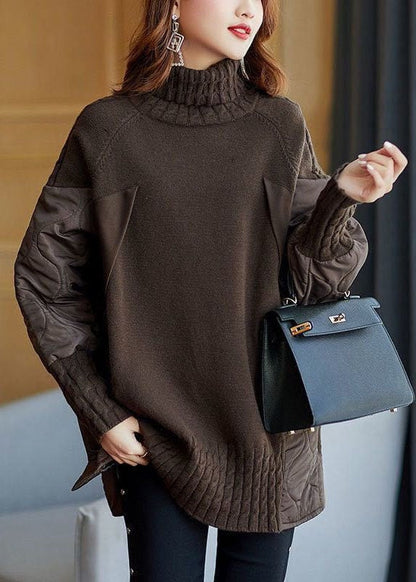 Turtleneck Patchwork Knitted Sweater