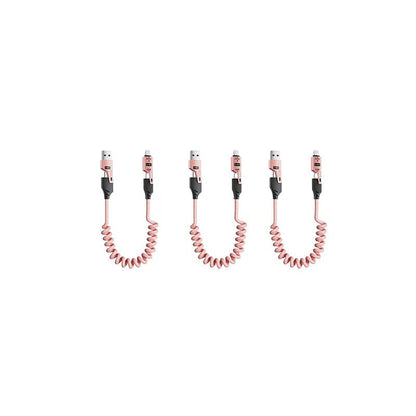 Spring retractable 4 in 1 65w fast charging data cable