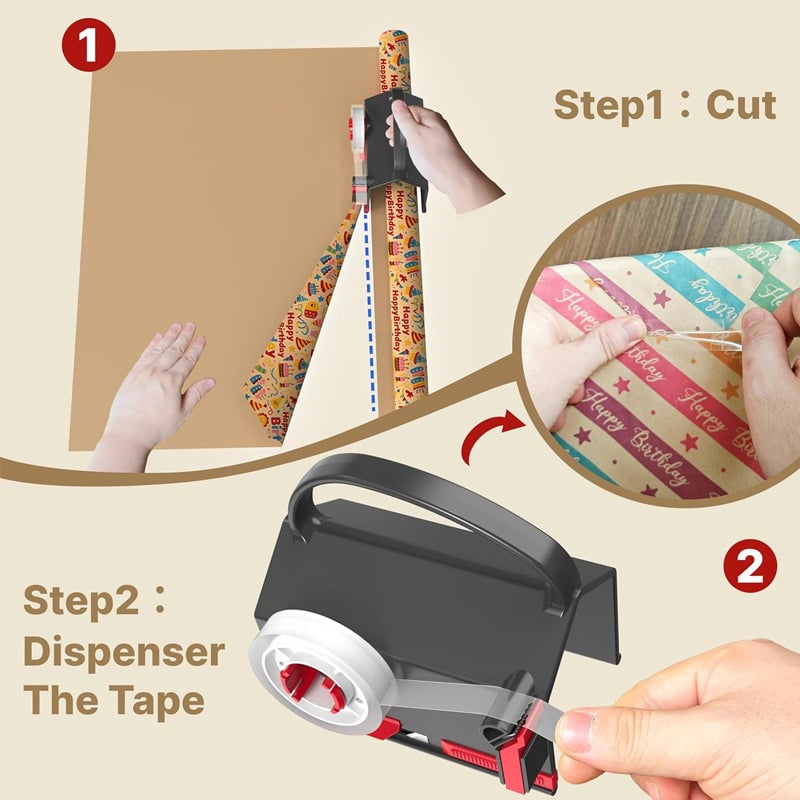 Sakerplus Wrapping Paper Cutter And Dispenser Set