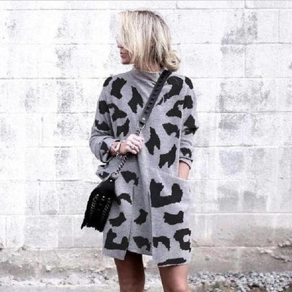 Leopard Mock Neck Sweater Dress
